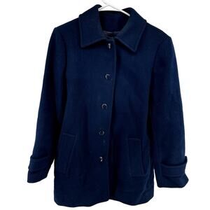 Vintage Pendleton Wool Peacoat 70s Button Down Hand Pockets Navy Blue Medium
